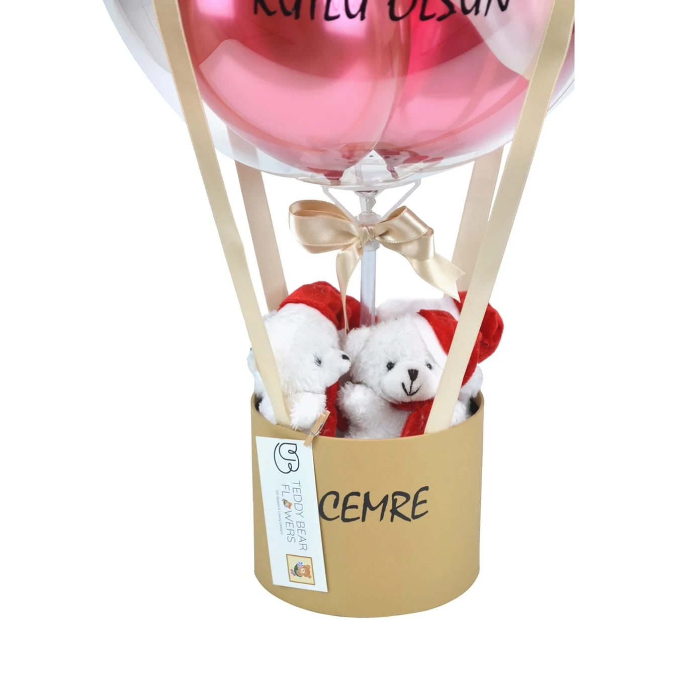 Yeni Yıl Hediyesi - Yeni Yılın Kutlu Olsun Balon Kutusu & Çantada Tasarım Kurabiyeler Set I Kişiselleştirilebilir Hediye