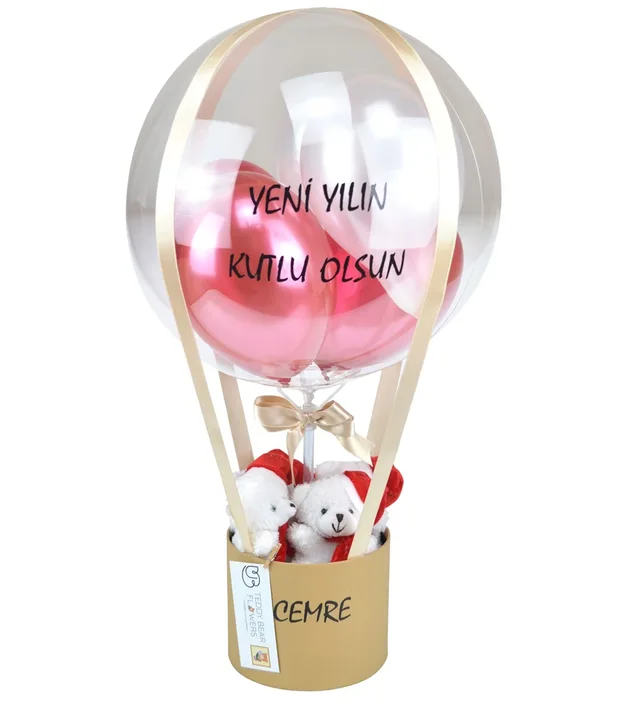 Yeni Yıl Hediyesi - Ayıcıklı Balon Kutusu I Aynı Gün Teslimat