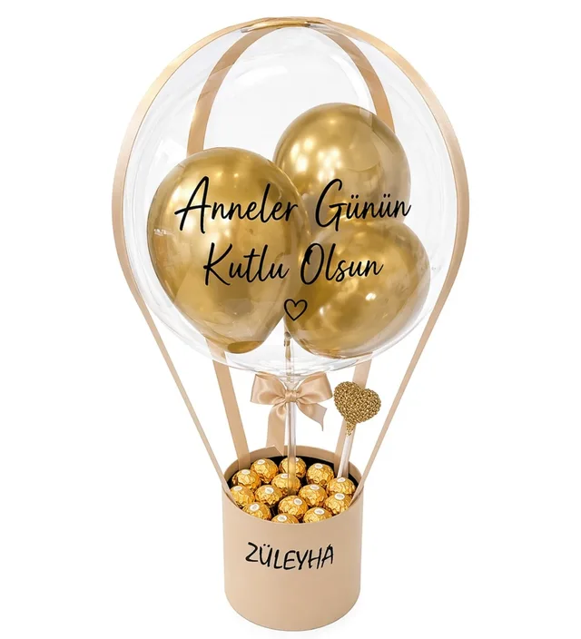 Anneler Günün Kutlu Olsun, Gold Çikolatalı Balon Kutusu