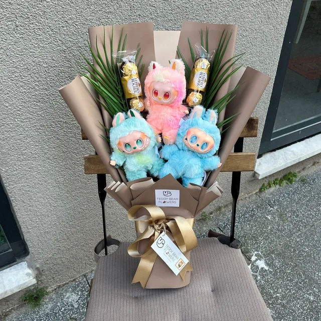 Renkli Labubulu Ferrero Rocher Çikolatalı Buket