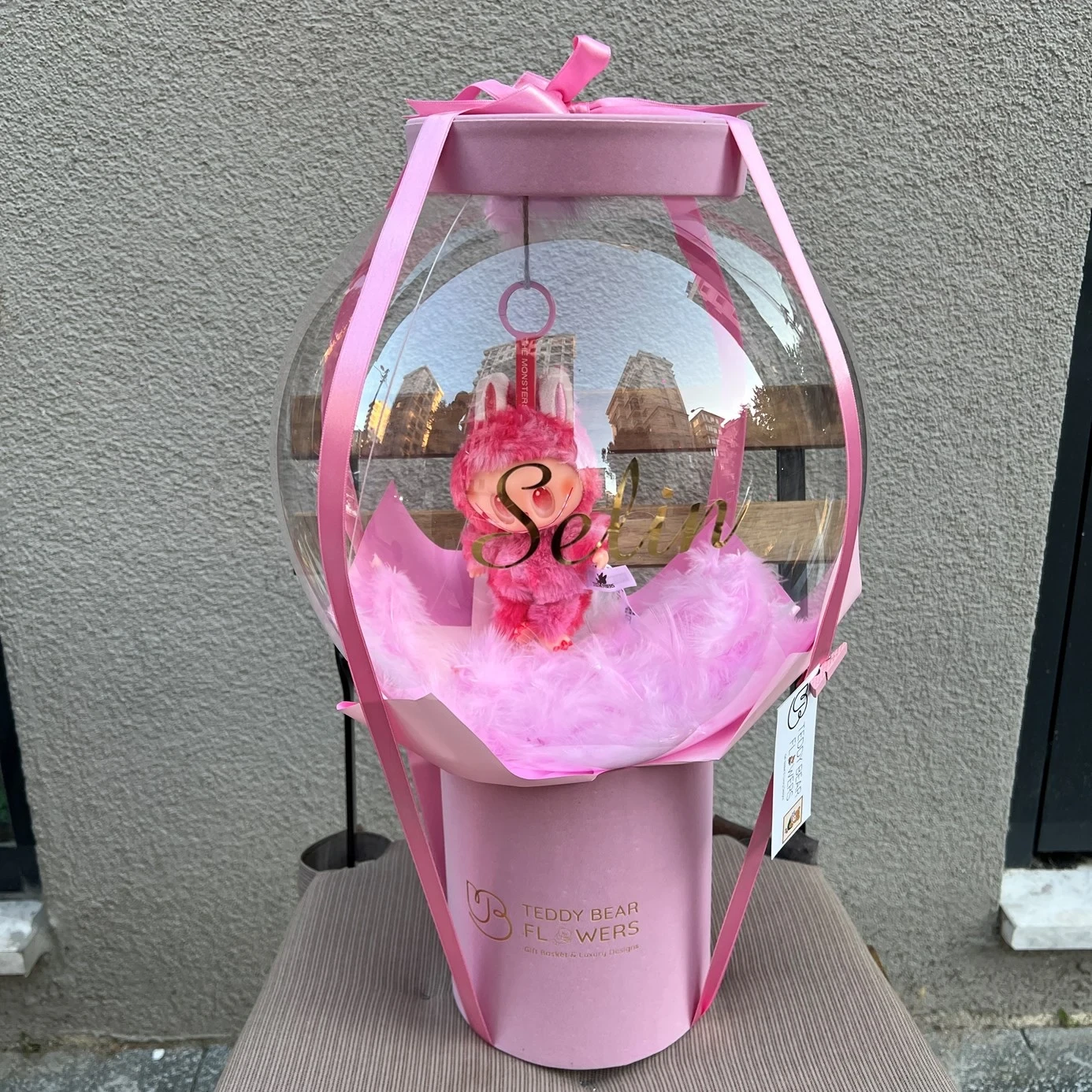 Kişiselleştirilebilir Pembe Labulu Balon Kutusu