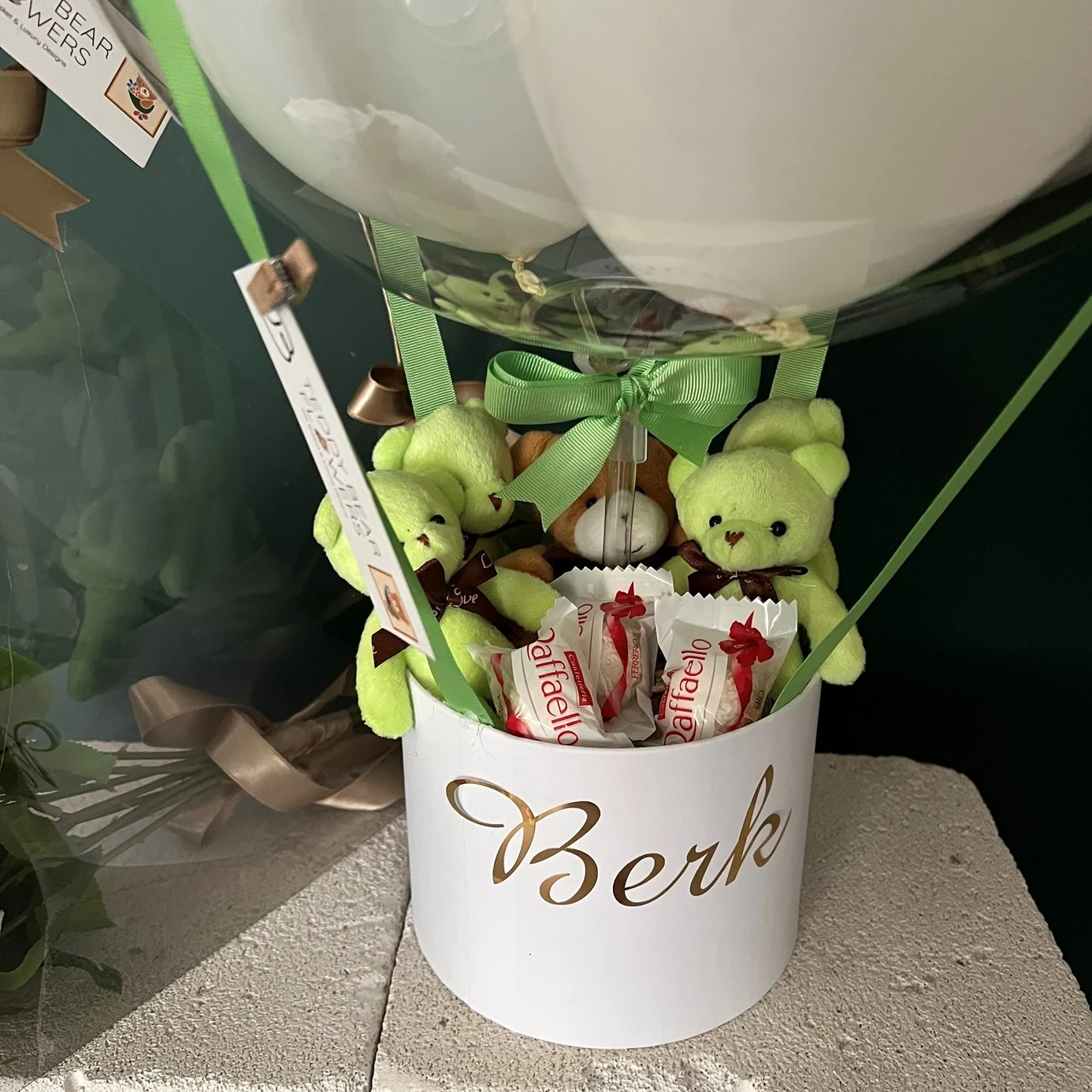 Yenidoğan Yeşil & Gold Erkek Bebek Hediye Balon Kutusu