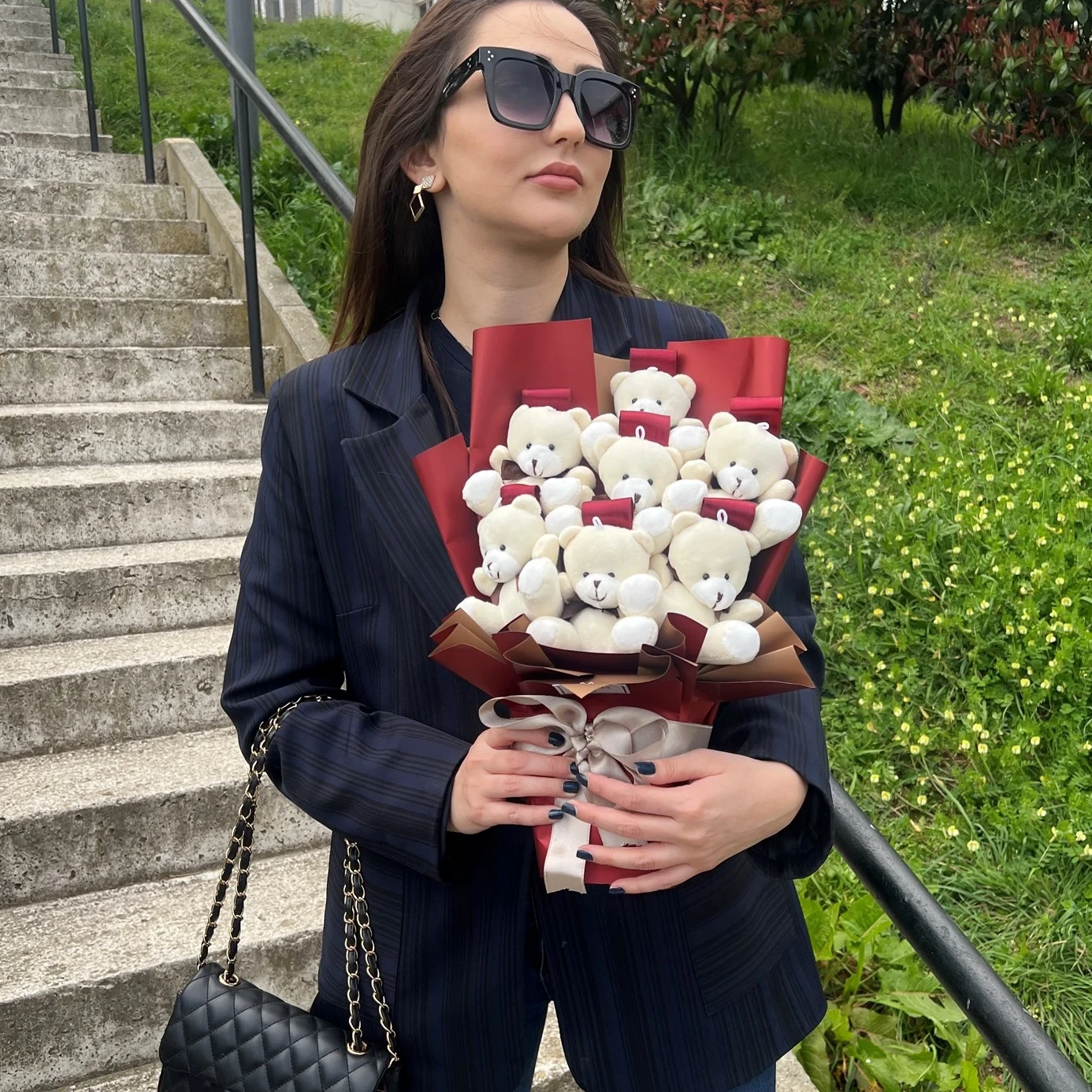 White Love Story Teddy Bear Flowers