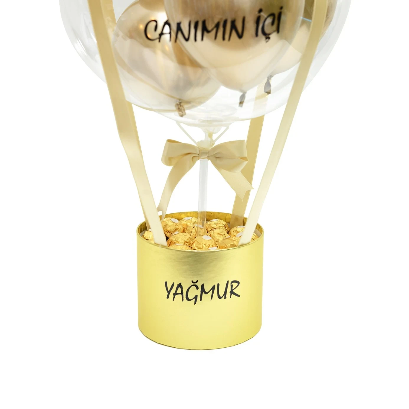 Kişiselleştirilebilir Çikolatalı Gold Balon Kutusu