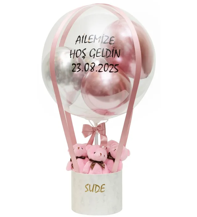 Balon Kutusu – Pembe Ayıcıklı | Kişiye Özel, Aynı Gün