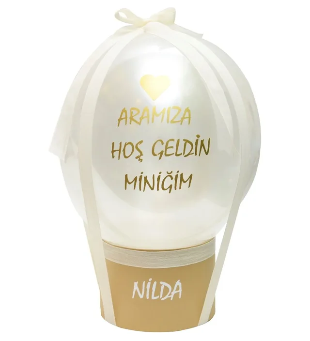 Kişiselleştirilebilir Krem Balonlu Gold Balon Kutusu