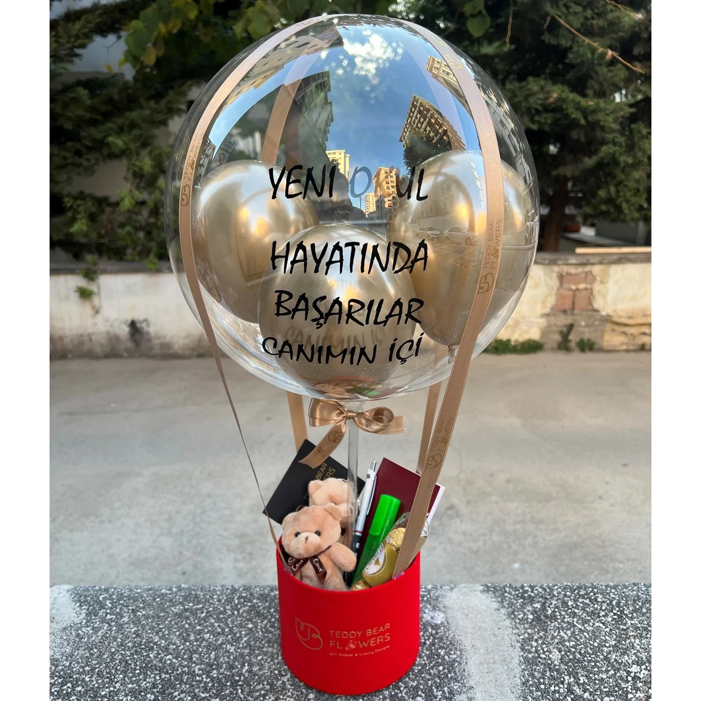 Kişiselleştirilebilir Kırmızı Okula Dönüş Balon Kutusu