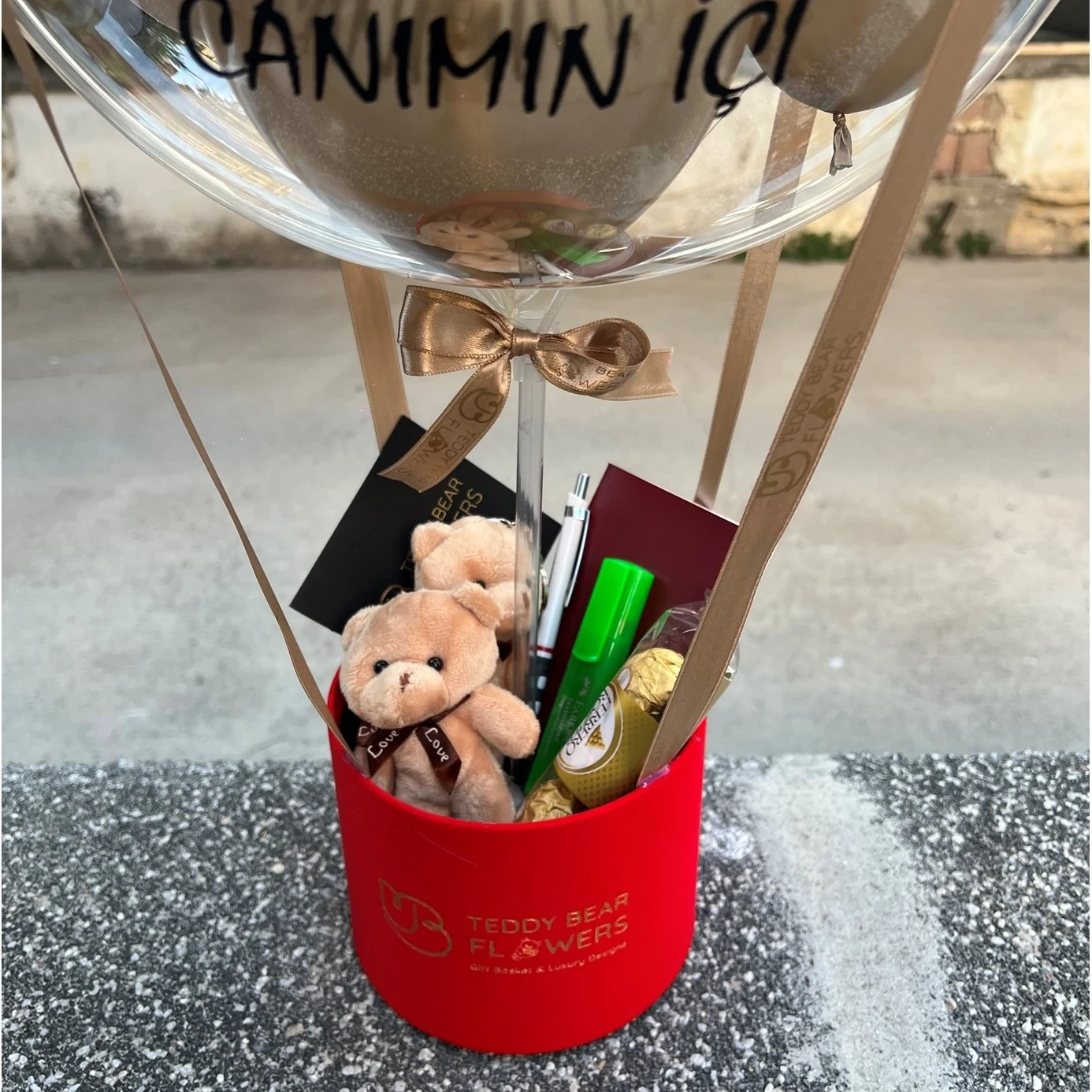 Kişiselleştirilebilir Kırmızı Okula Dönüş Balon Kutusu