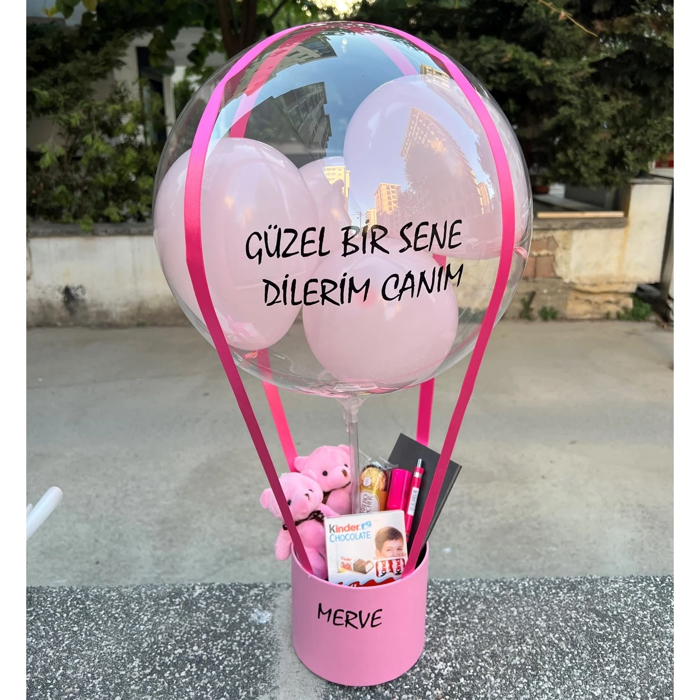 Pembe Okula Dönüş Çikolatalı Balon Kutusu