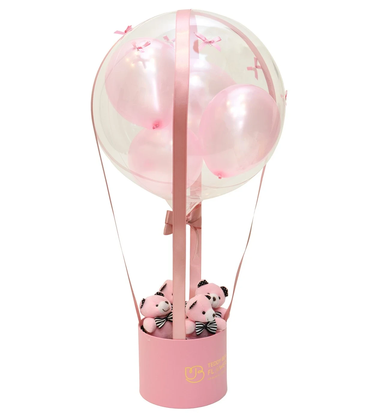 Pembe Yenidoğan Kız Bebek Ayıcıklı Balon Kutusu