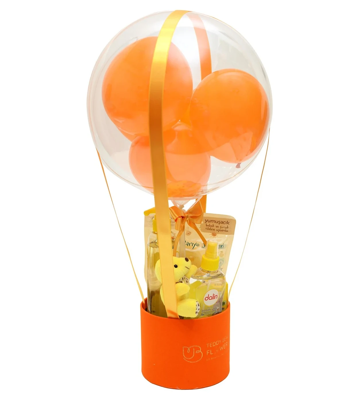 Turuncu Dalin Setli Sarı Ayıcıklı Balon Kutusu