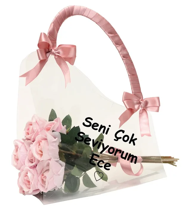 Kişiselleştirilebilir Çantada Pembe Solmayan Güller