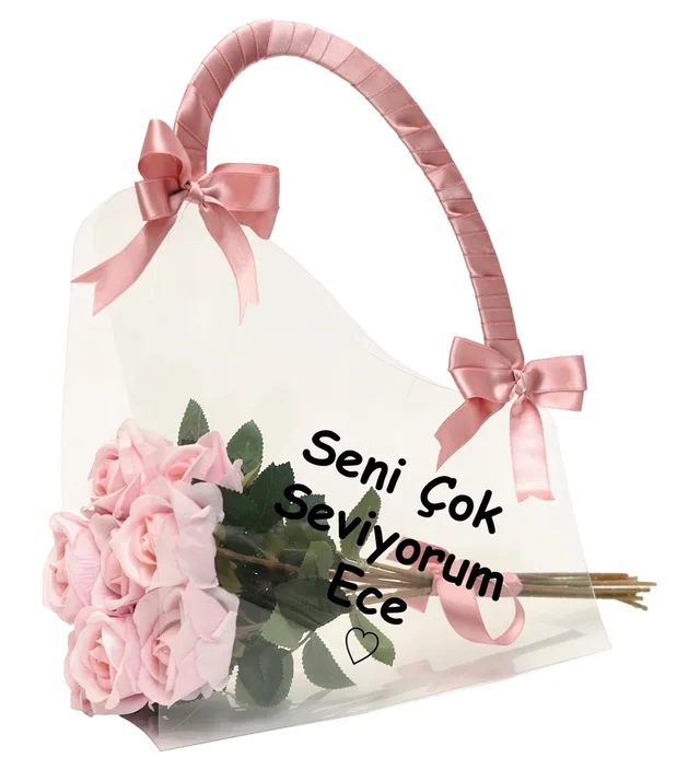 Pembe Çanta - Kalıcı Pembe Güller | Öğretmene Kişisel Notlu