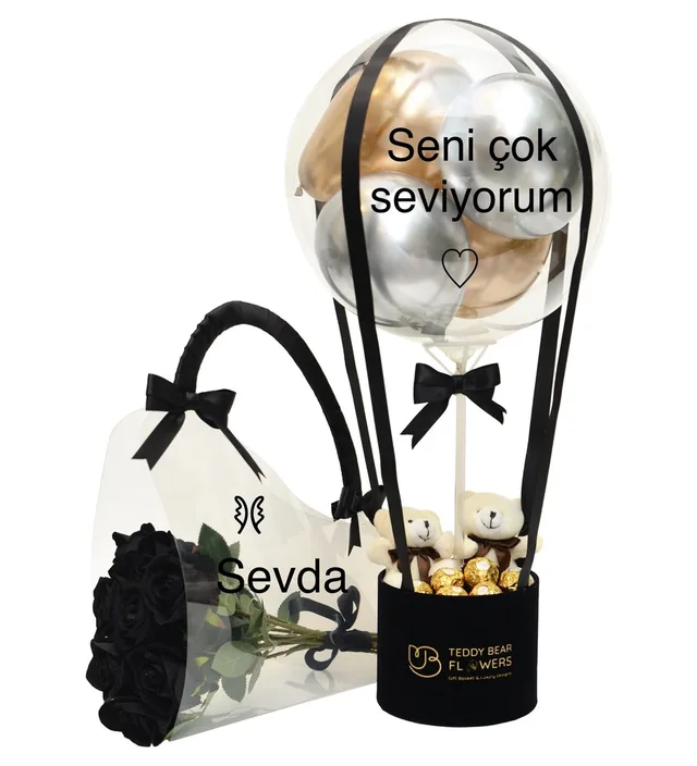 Kişiselleştirilebilir Set, Balon Kutusu & Çantada Solmayan Güller