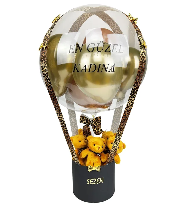 Balon Kutusu - Mini Kurdeleleli & Leopar Tasarım | Modern Sunum