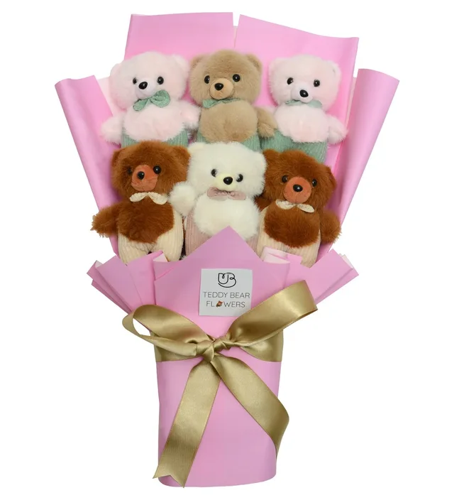 Premium Sevimli Renkli Peluşlar Ayıcık Buketi