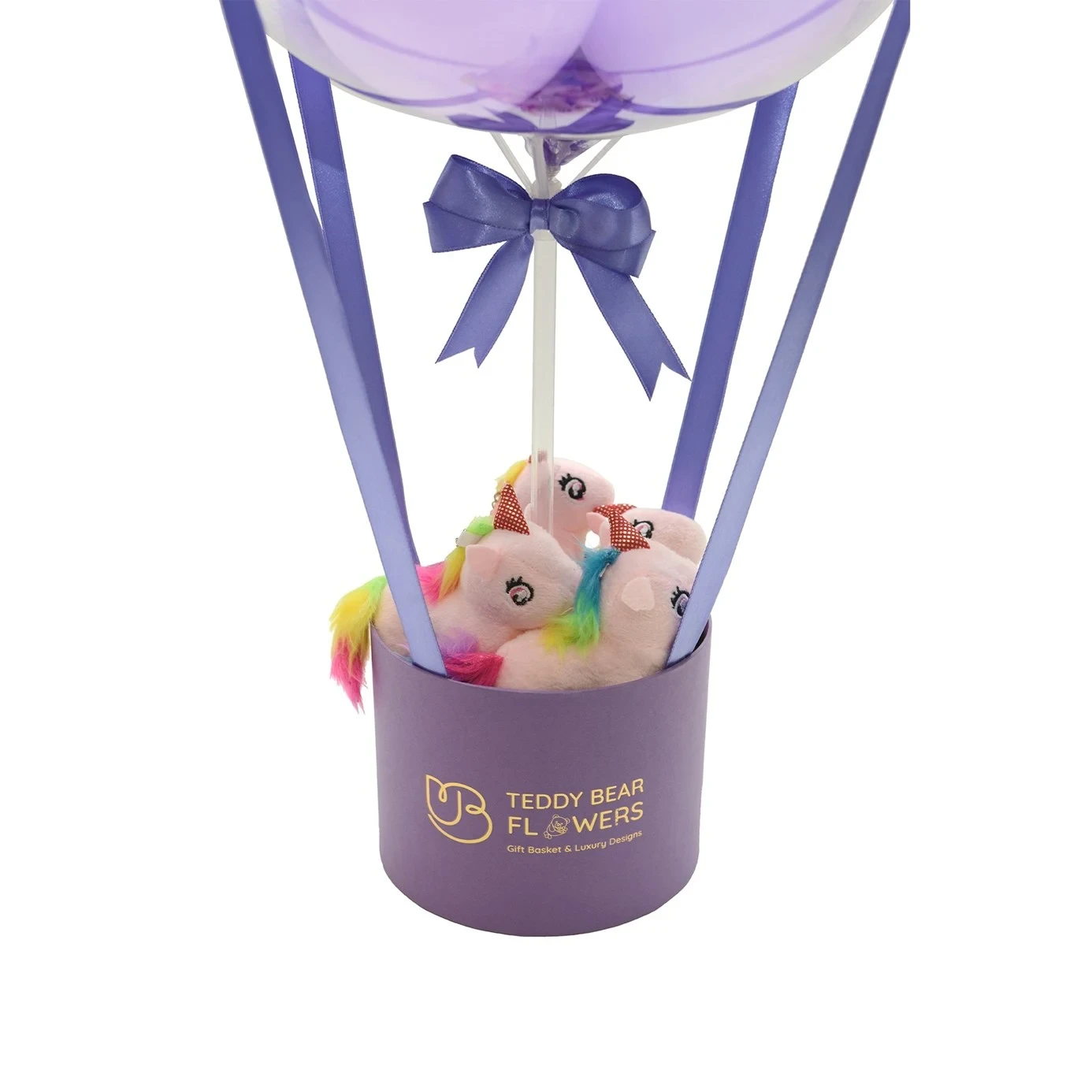 Pembe Figürlü Peluş Yenidoğan Kız Bebek Balon Kutusu