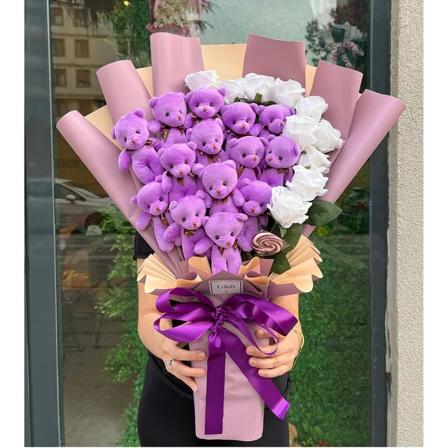 Premium Lilac Teddy Bear Flowers