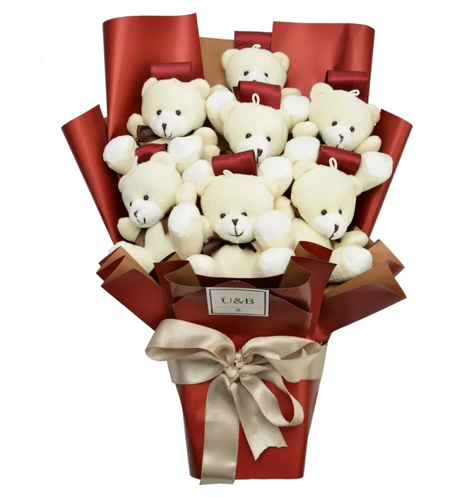 White Love Story Teddy Bear Flowers