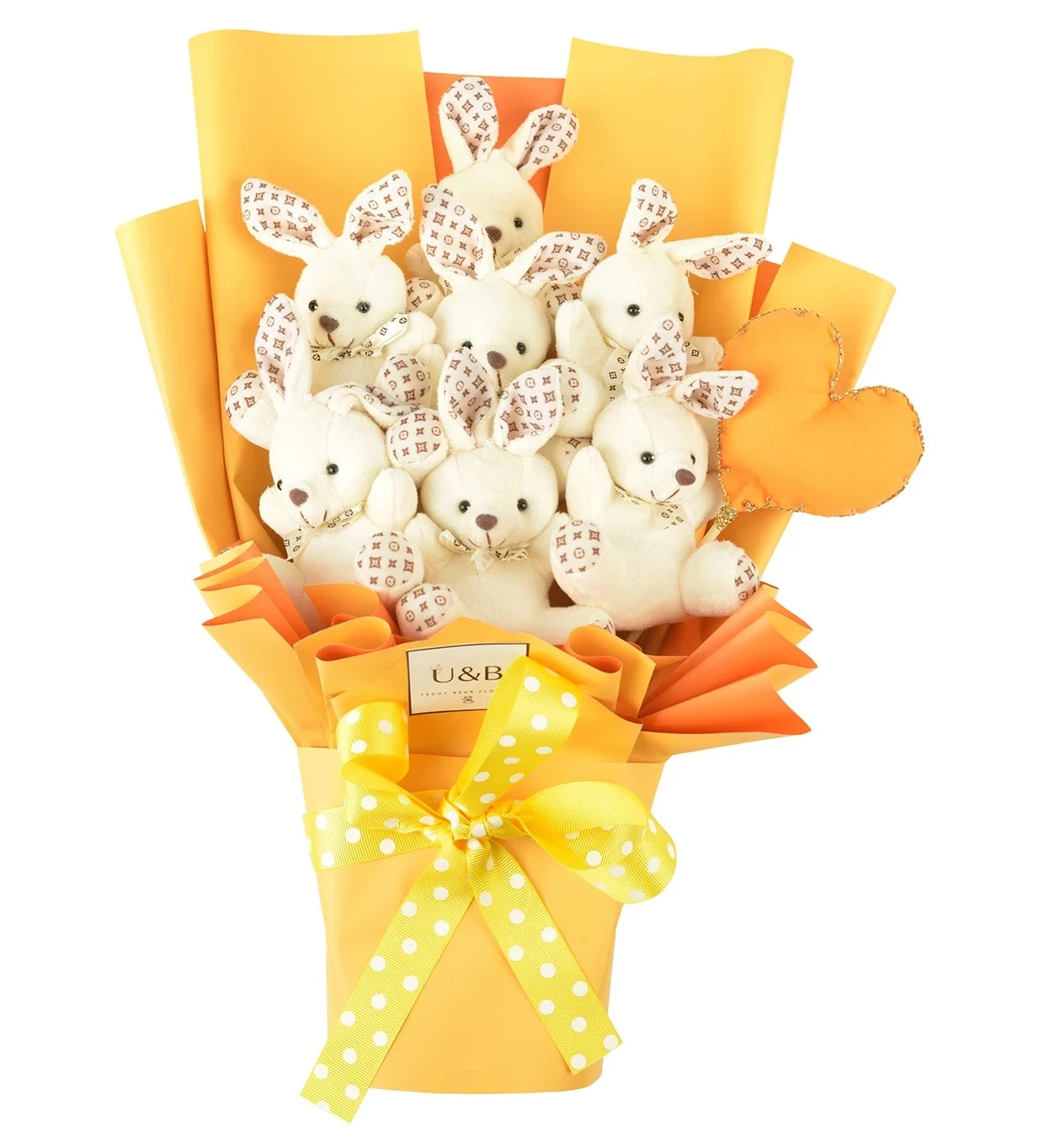 Cute Rabbits Teddy Bear Flowers