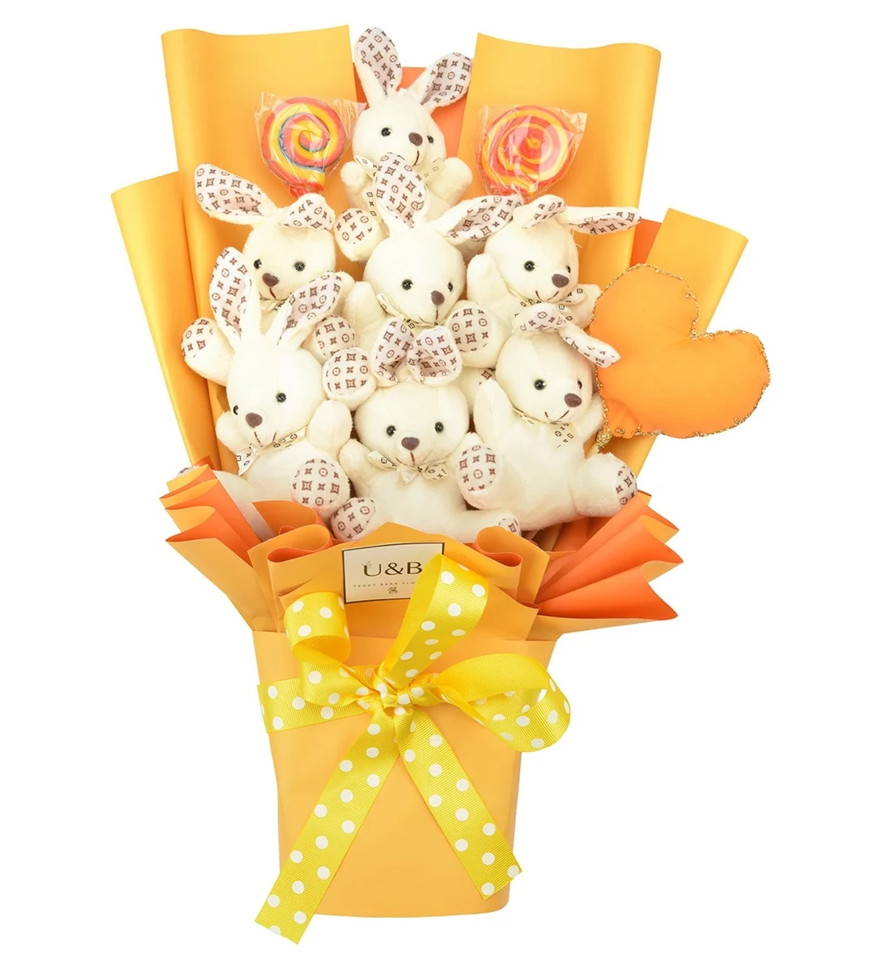 Cute Rabbits Teddy Bear Flowers