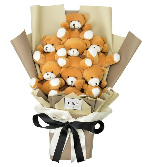 Cute Gray Teddy Bear Flowers