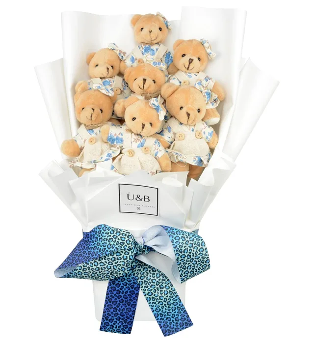 Blue Leopard Teddy Bear Flowers