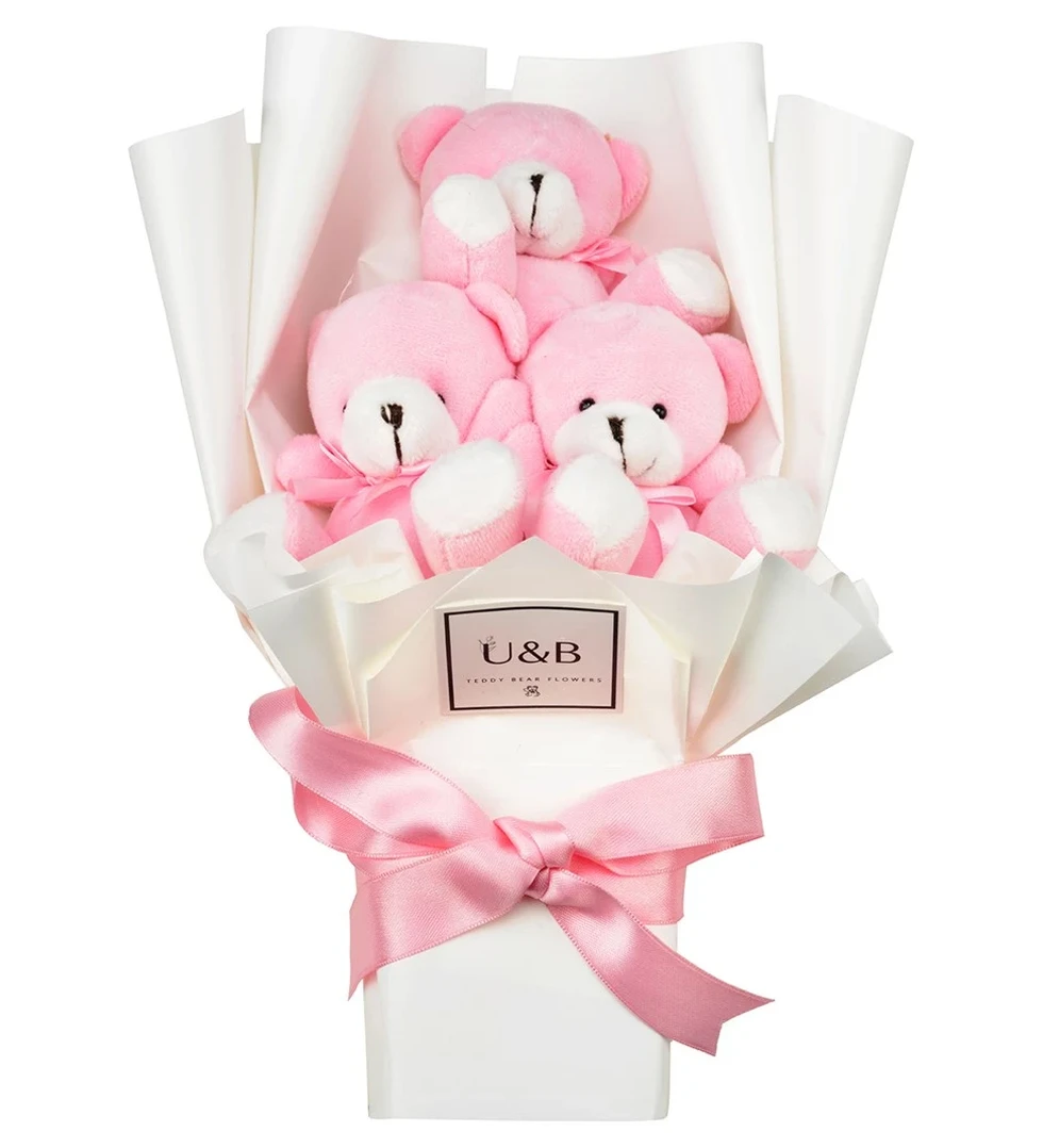 Mini Pink Teddy Bear Flowers