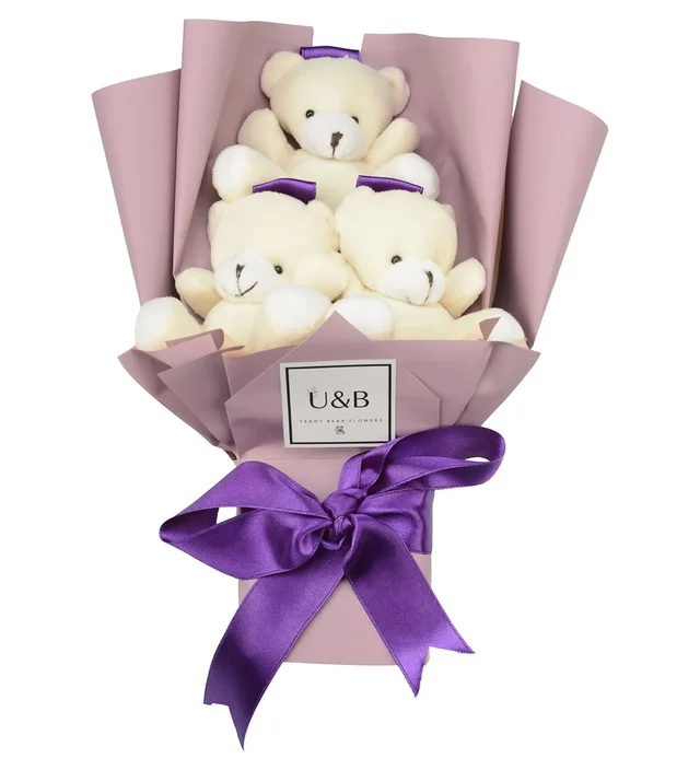 Mini Purple Teddy Bear Flowers