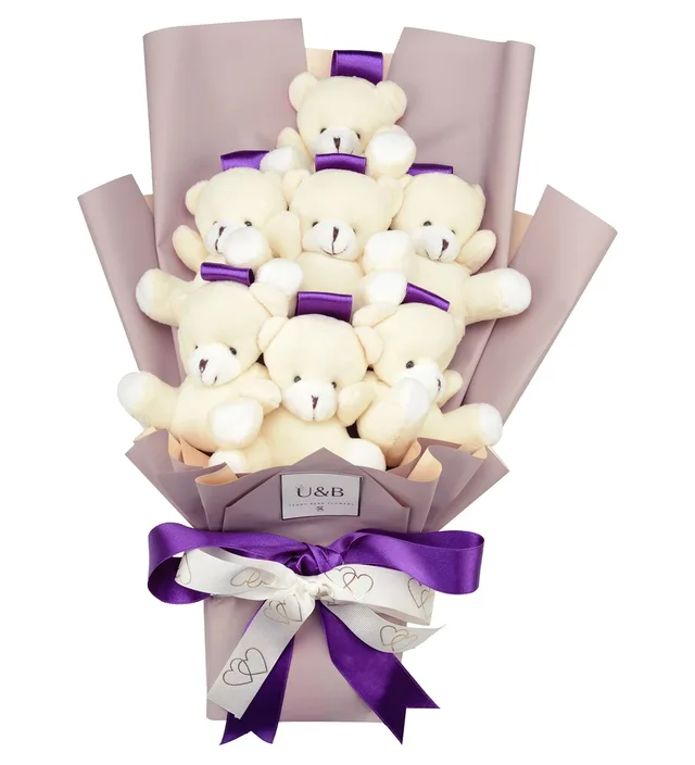Elegant Purple Teddy Bear Flowers