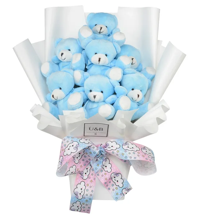 Baby Blue Teddy Bear Flowers
