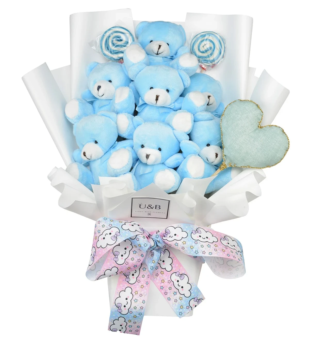Baby Blue Teddy Bear Flowers