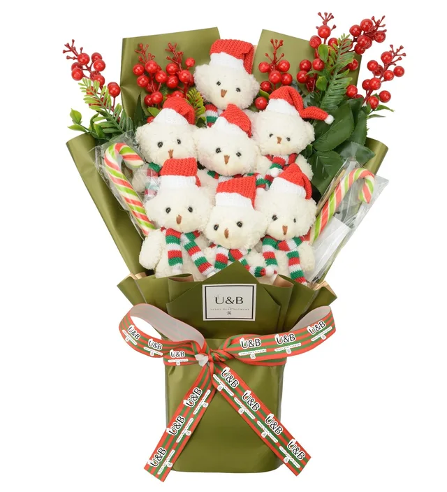 Plush Christmas Teddy Bear Flowers
