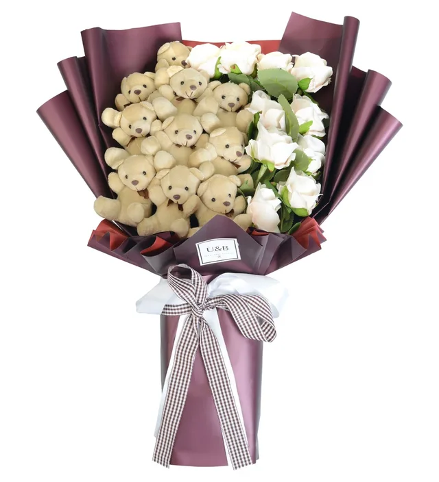 Premium Pure Love Teddy Bear Flowers
