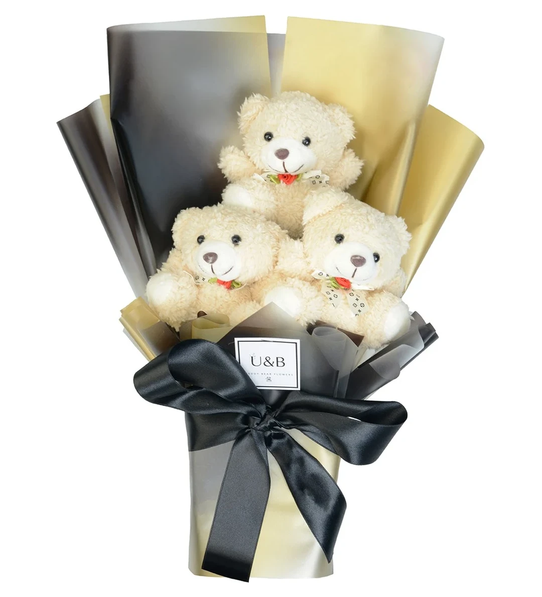 Black Floyd Teddy Bear Flowers