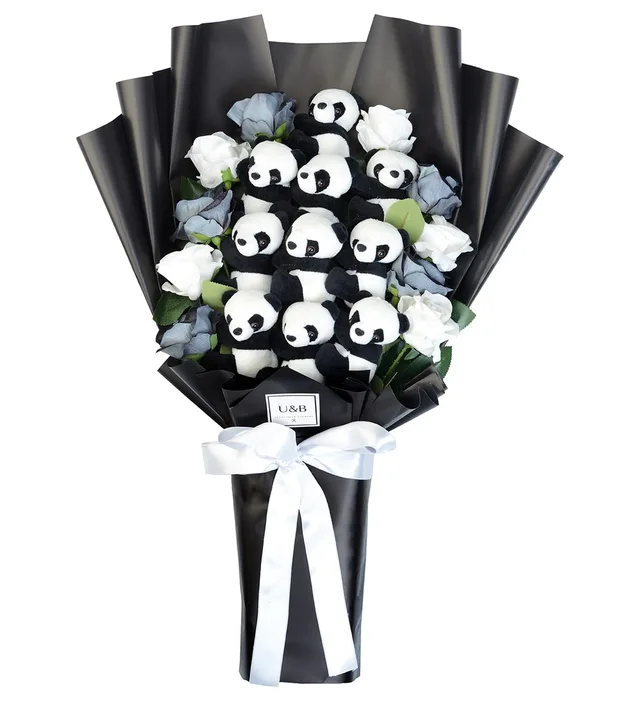 Premium Pretty Panda Teddy Bear Flowers