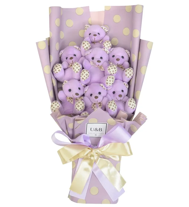 Milk Lilac Teddy Bear Flowers