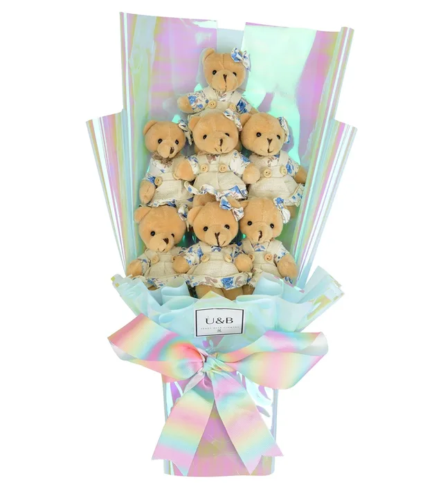Hologram Cute Girls Teddy Bear Flowers