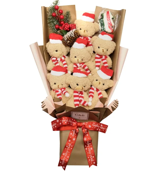 Christmas Love Teddy Bear Flowers