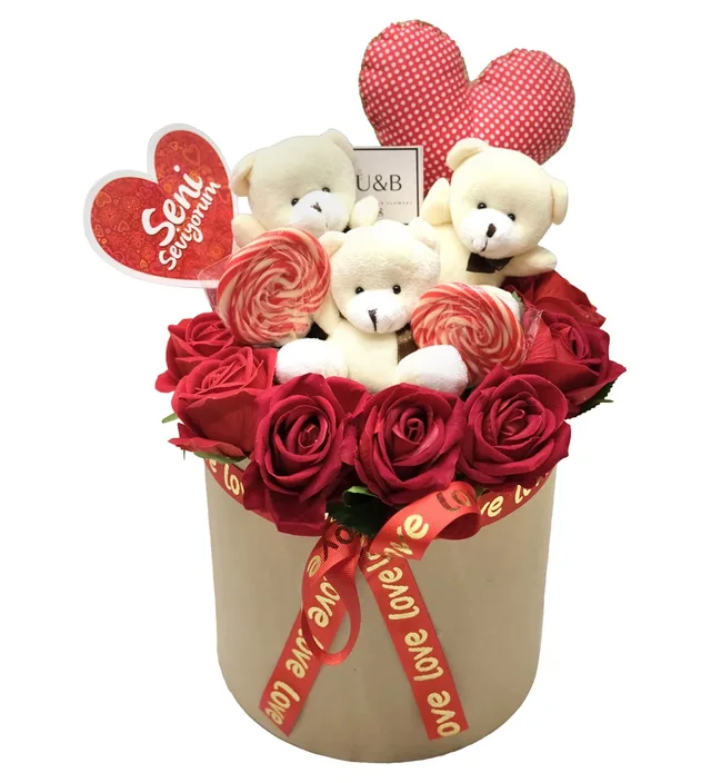 Love Box Teddy Bear Flowers