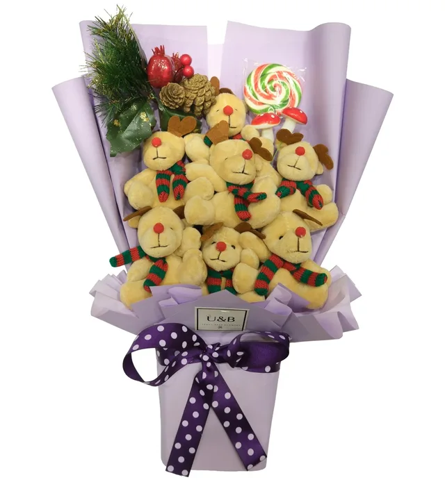 Christmas Lilac Teddy Bear Flowers