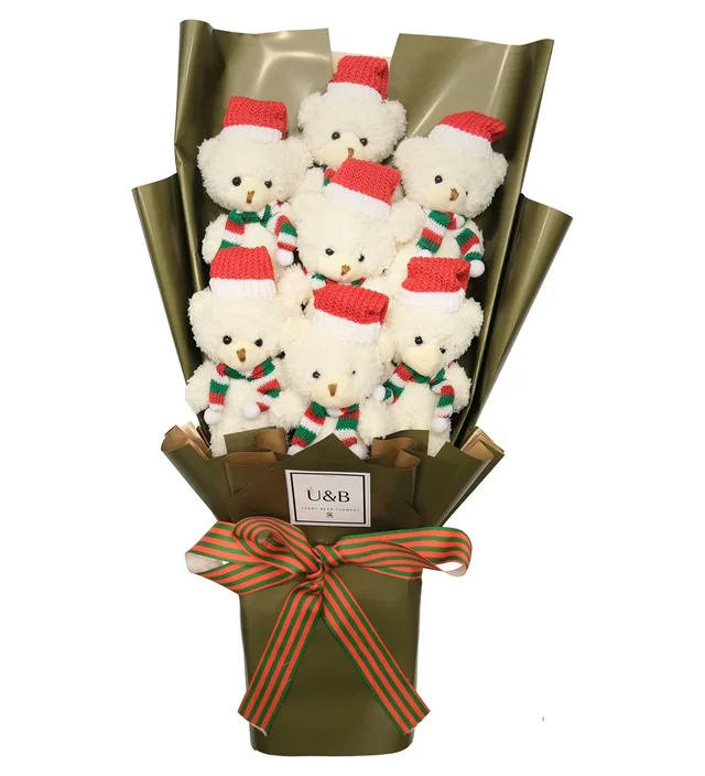 Christmas Green Teddy Bear Flowers
