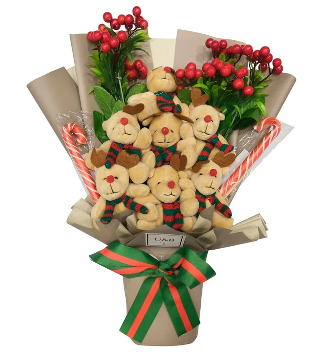 Christmas0139 Teddy Bear Flowers