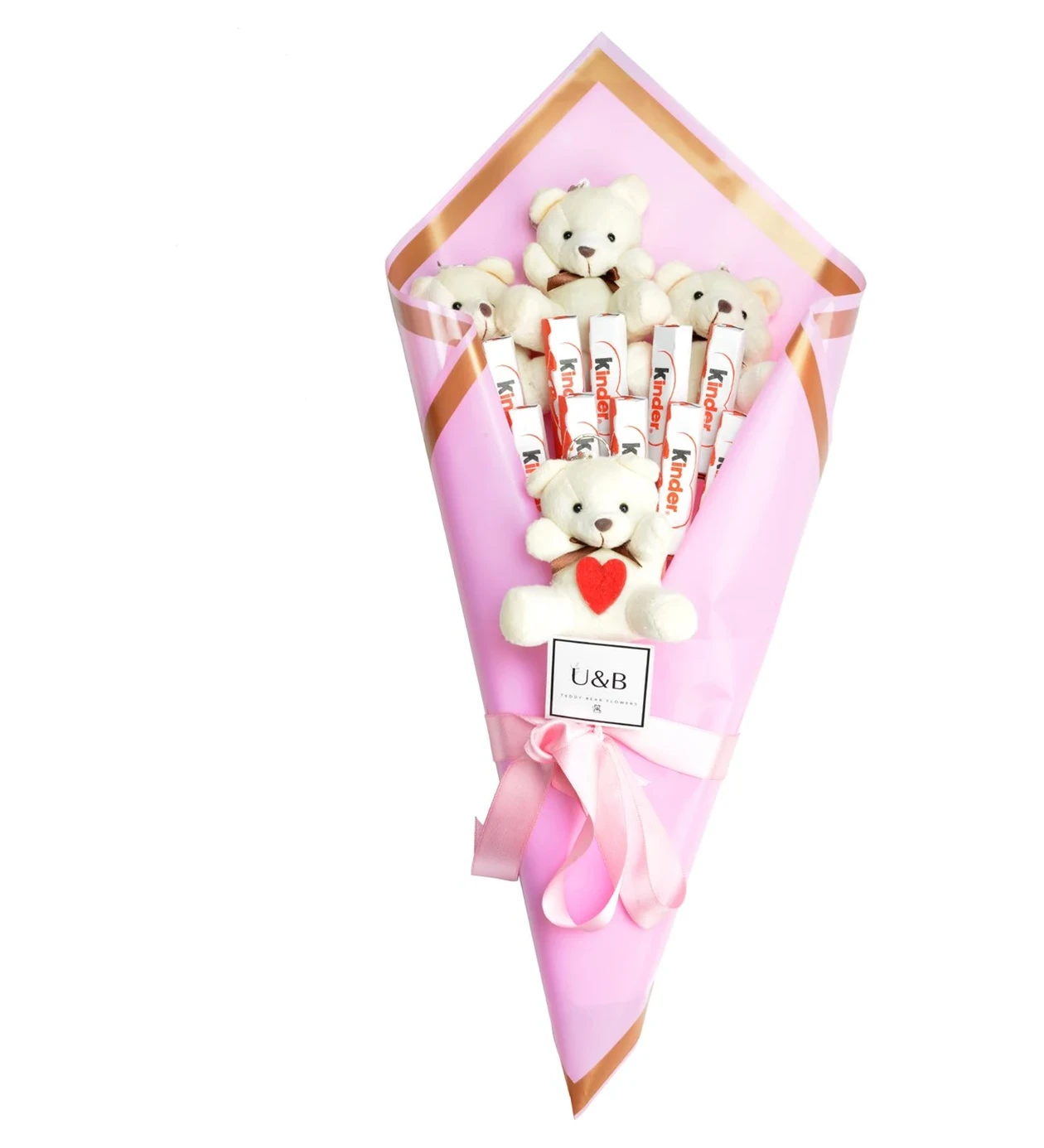 Pink Love Chocolate Teddy Bear Flowers