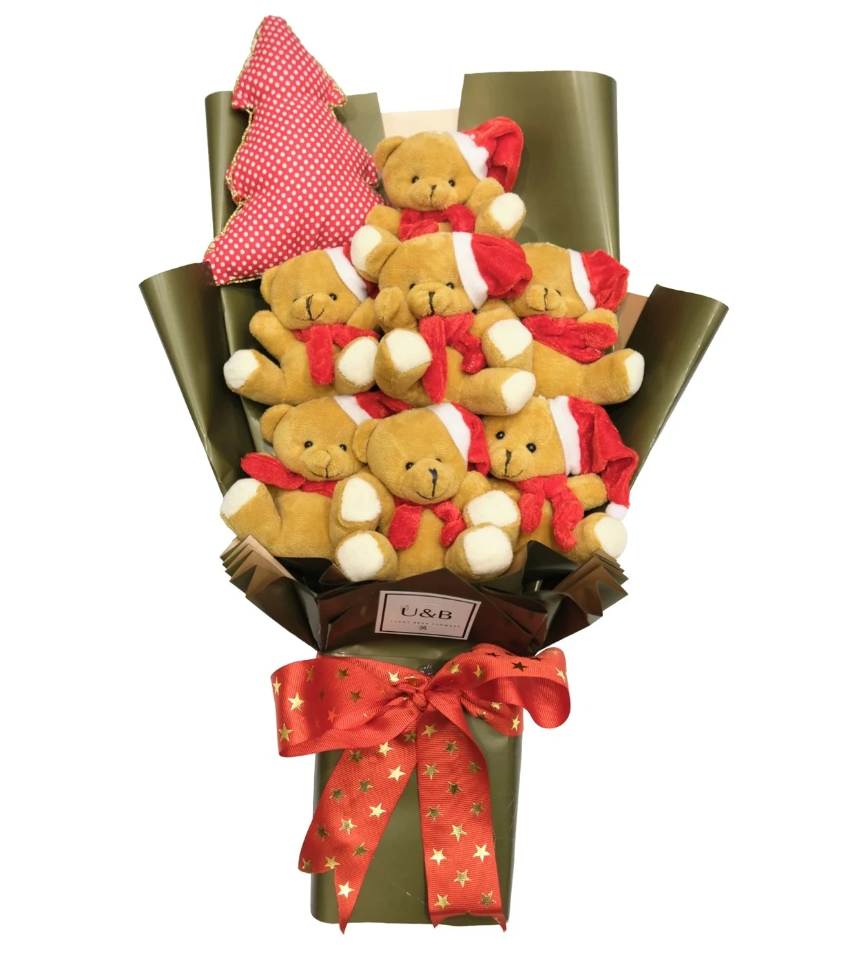 Christmas Star Teddy Bear Flowers