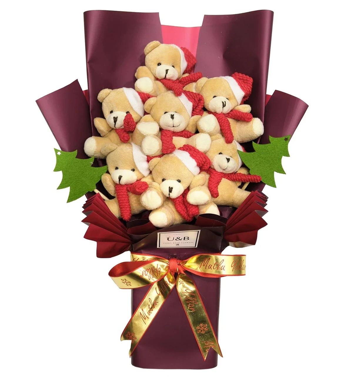 Christmas Tree Coquina Teddy Bear Flowers