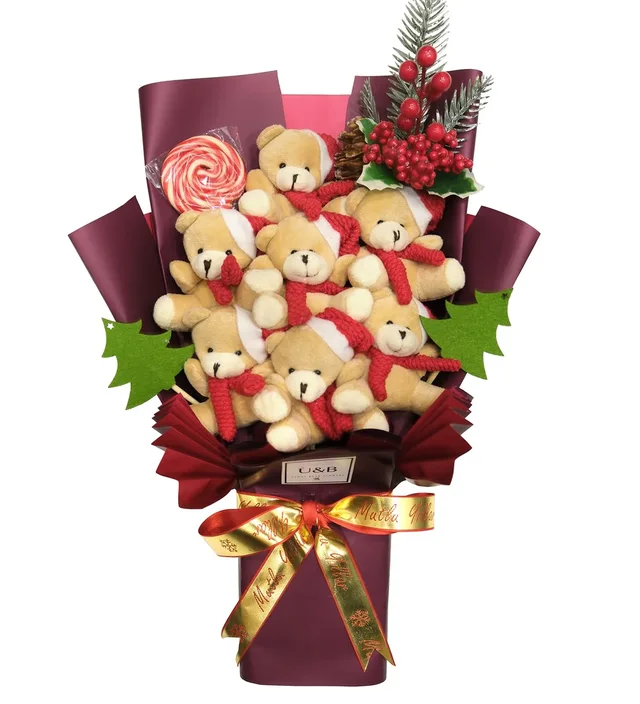Christmas Tree Coquina Teddy Bear Flowers