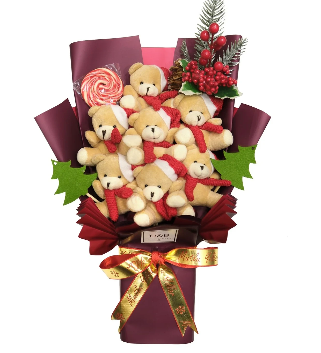 Christmas Tree Coquina Teddy Bear Flowers