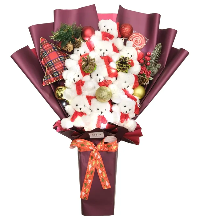 Christmas Premium Teddy Bear Flowers