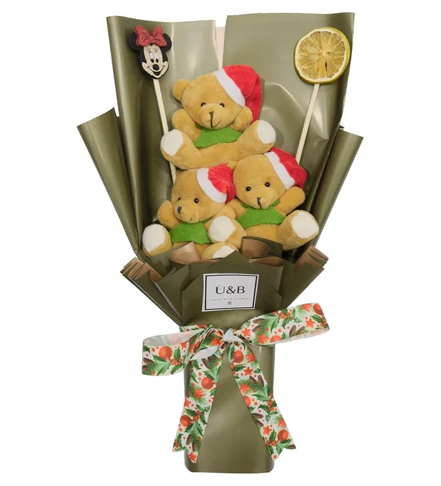 Christmas Mini Micky Teddy Bear Flowers